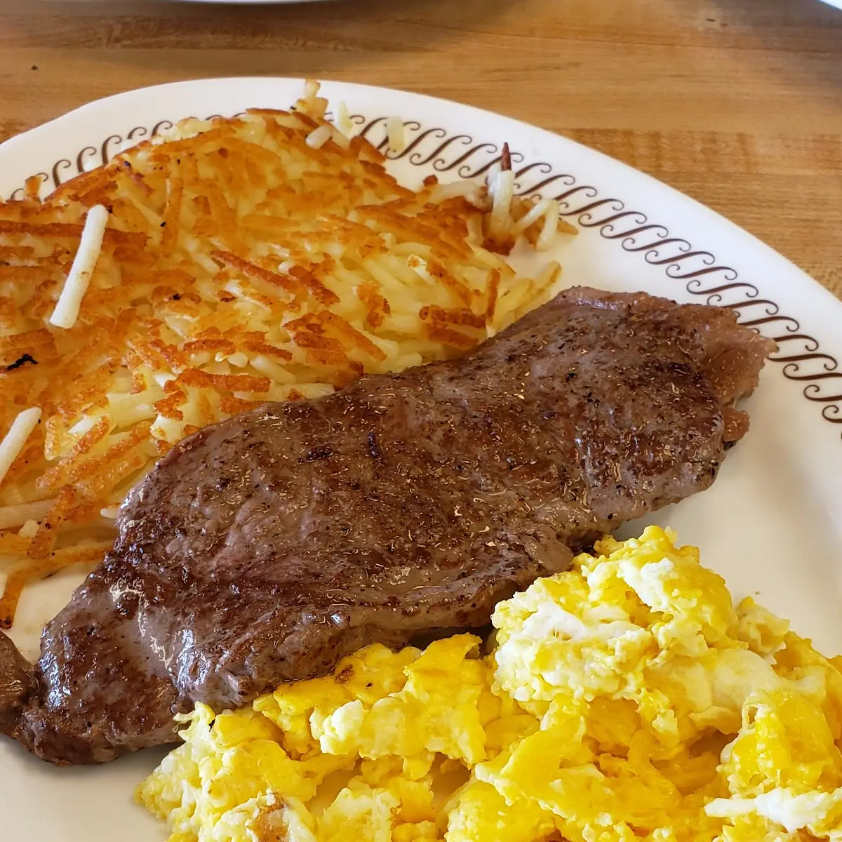 Steak Hashbrowns Scrambled Eggs