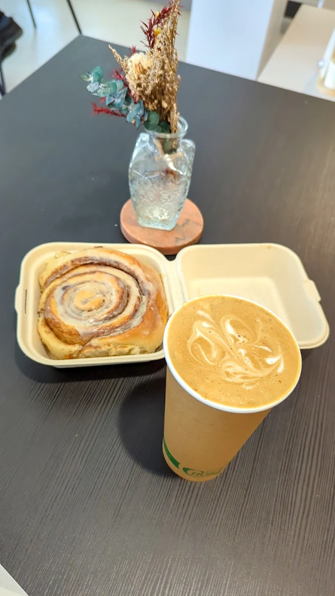 Cappuccino and Cinnamon Bun