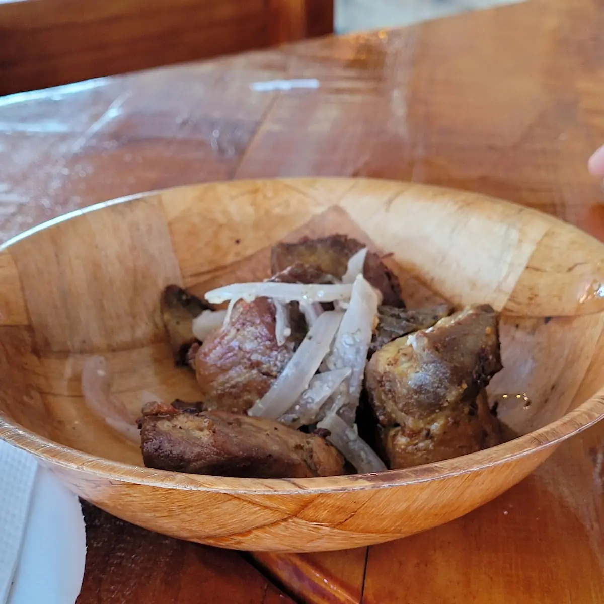 Fried Pork Pieces with Sautéed Onions