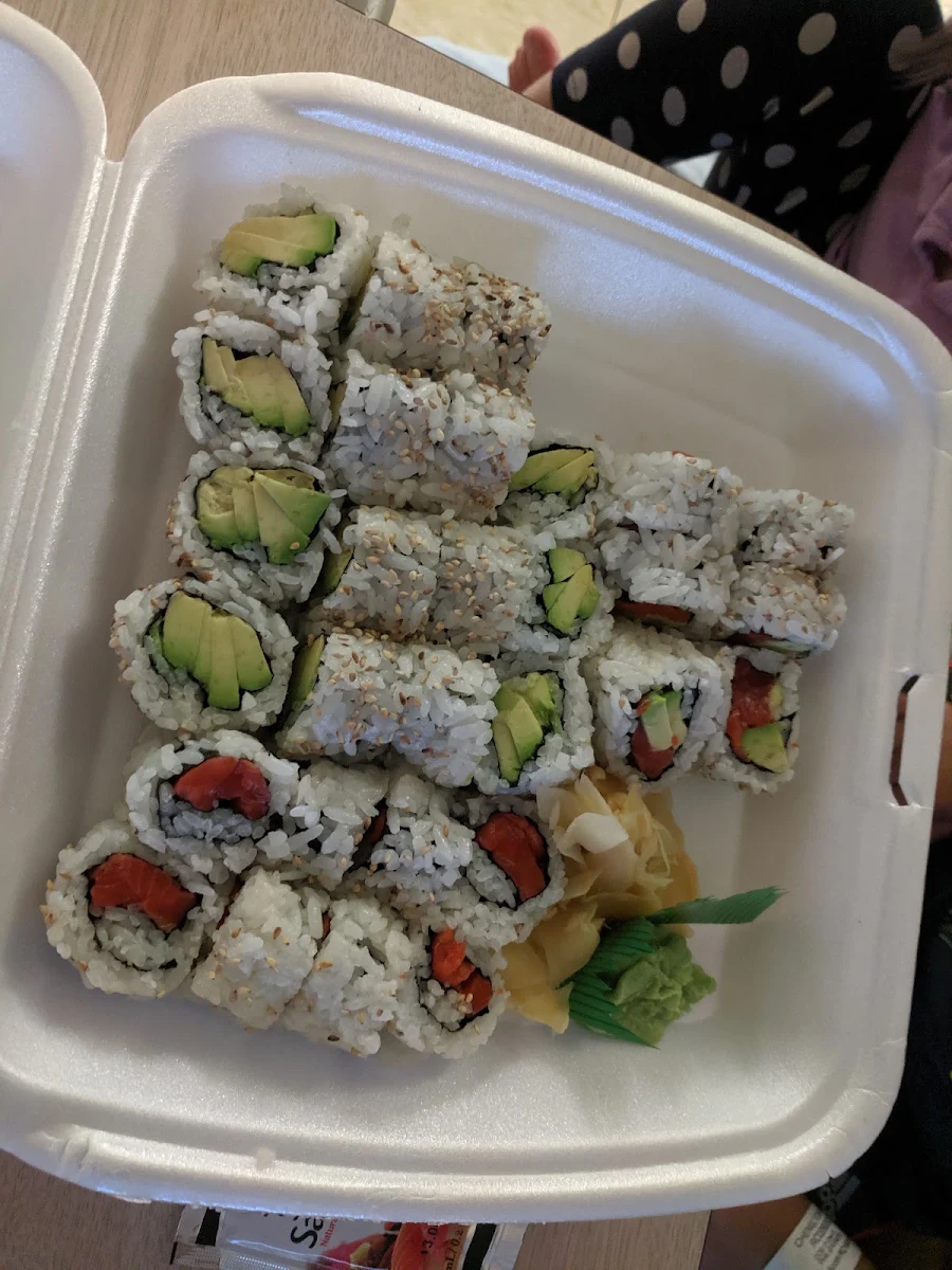 Assortment of Avocado Salmon and Salmon Avocado Rolls the Simple Stuff That the Kids Requested, Bluefin Sushi