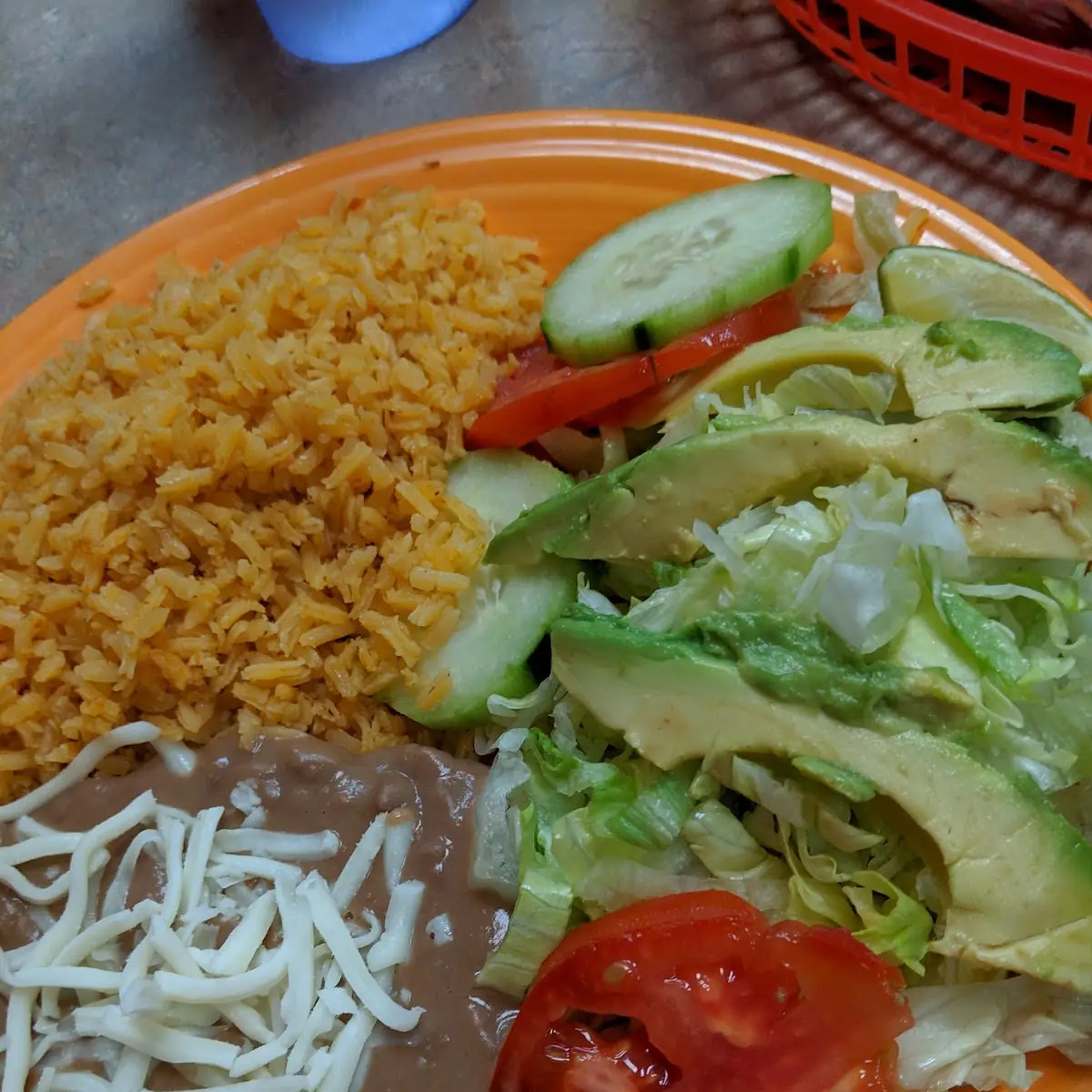 Rice Beans and Salad