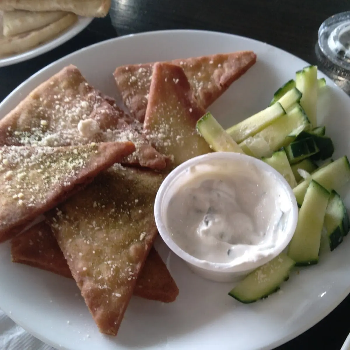 Fried Pita Chips with Tzatziki Sauce