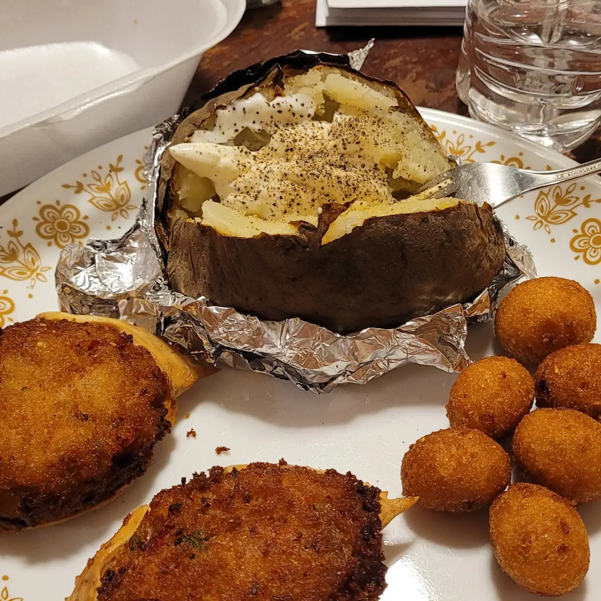 Deviled Crabs and Baked Potato