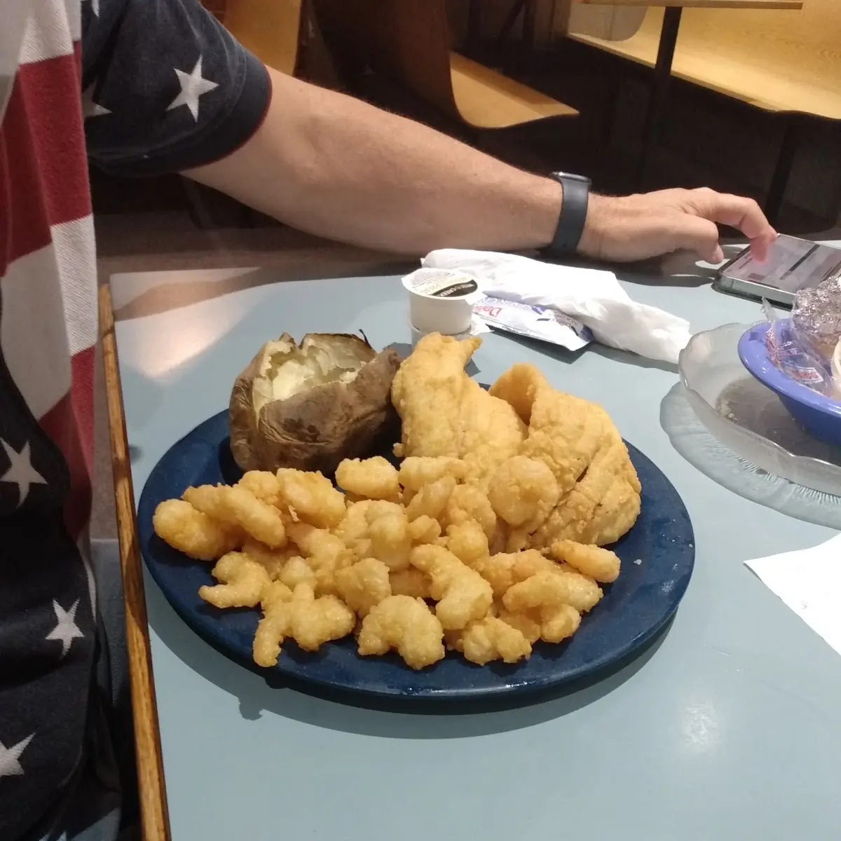 Fish Shrimp and Baked Potatoe