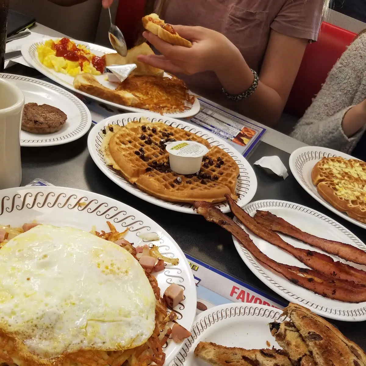 Hash Brown Chocolate Chip Waffle Raisin Toast