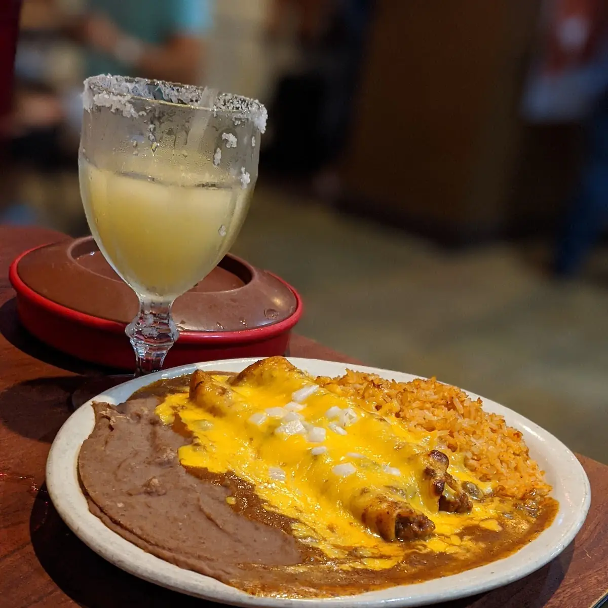Cheese Enchiladas with Rice and Beans