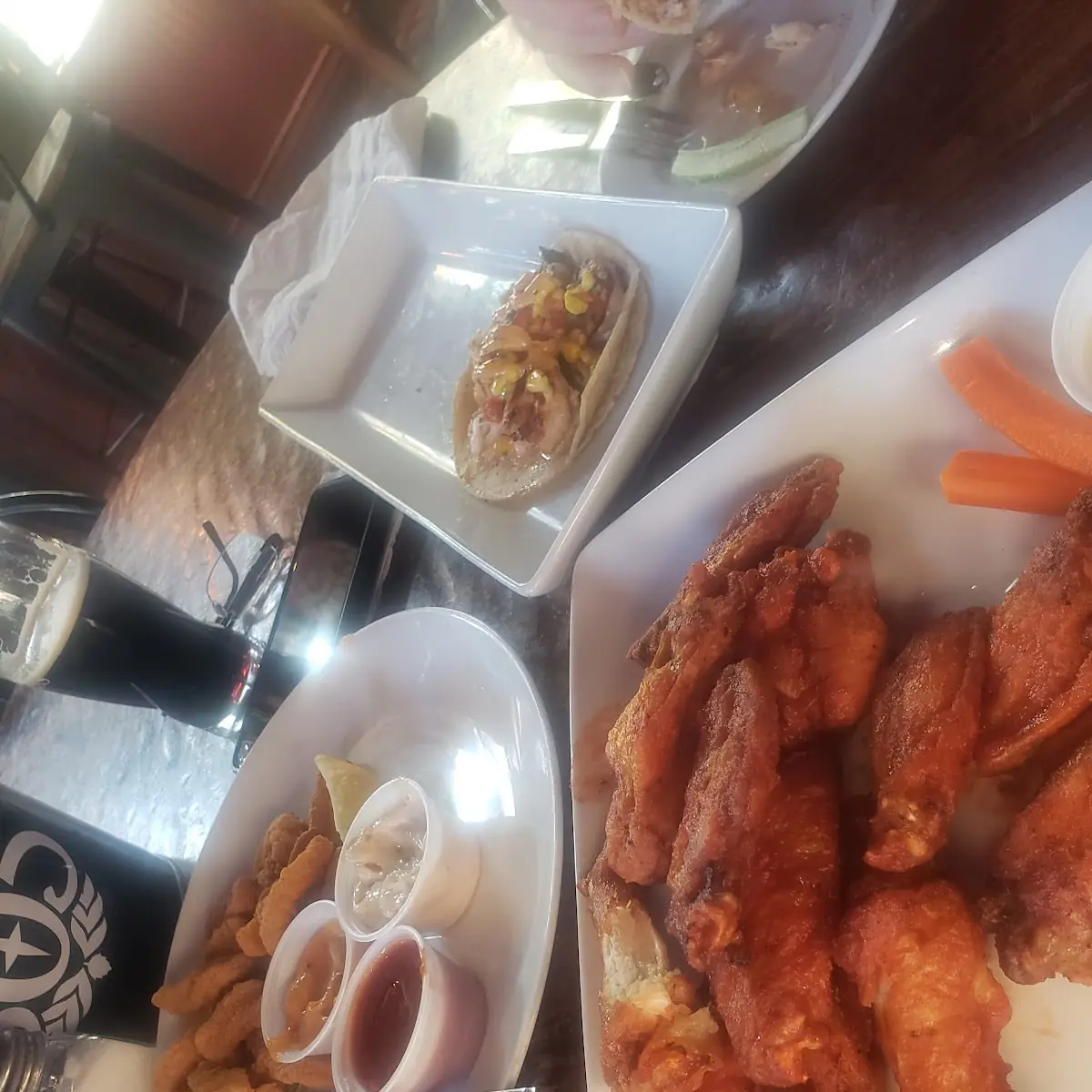 Calamari Chicken Wings & Grilled Shrimp Taco