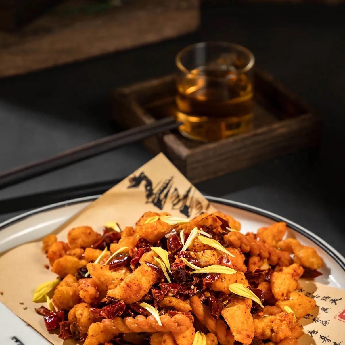 Deep Fried Diced Chicken & Crispy Dough Twist w Dried Pepper 小麻花辣子鸡