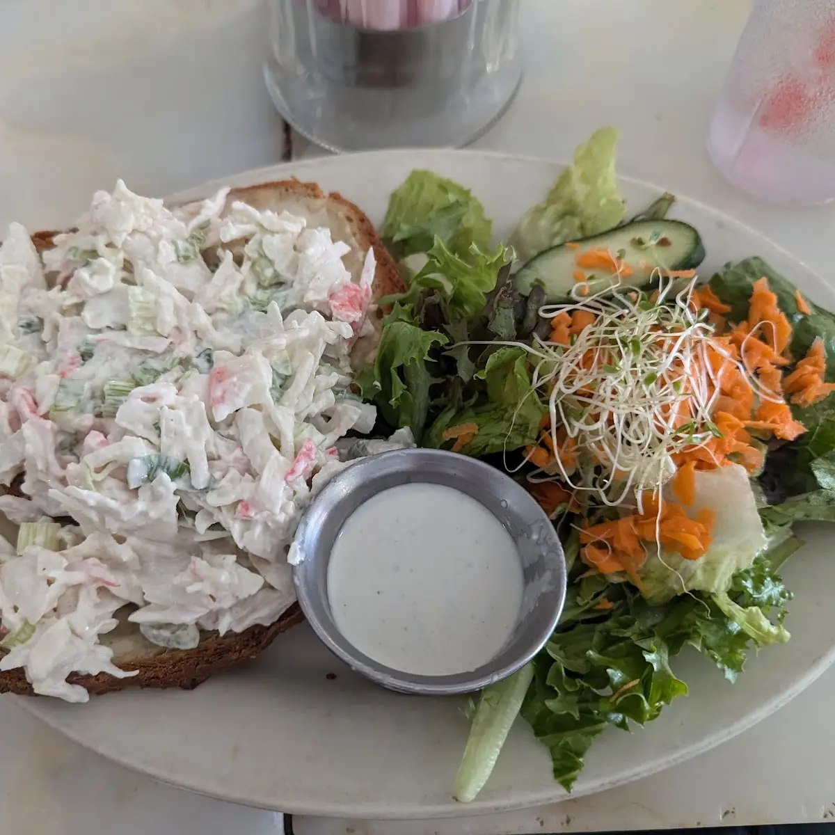 Crab Salad Sandwich and Salad