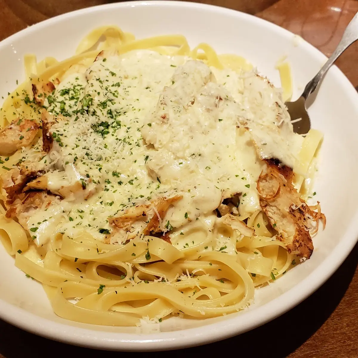 Creamy Pasta with Breaded Chicken
