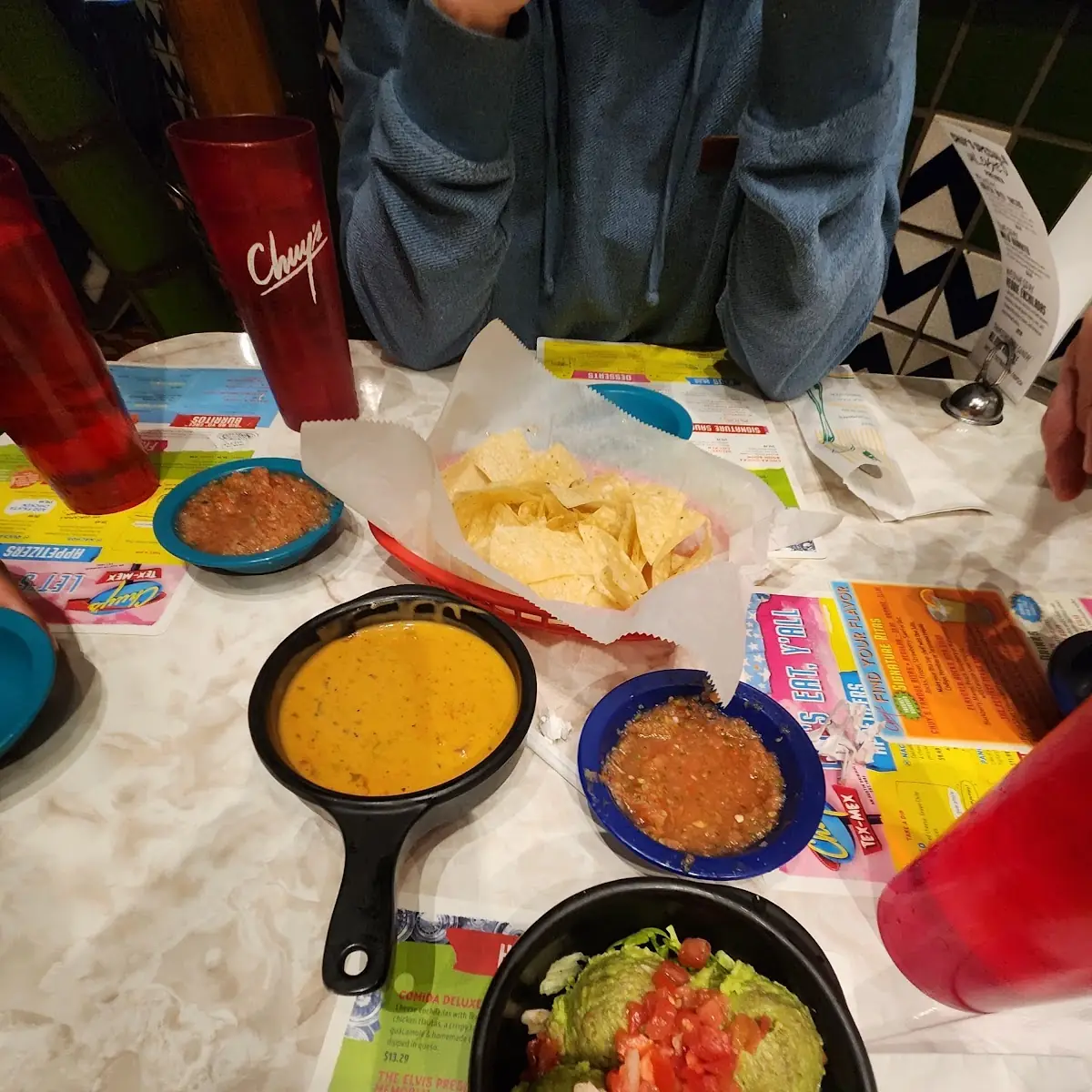 Queso Dipping Sauce & Guacamole Plus Chips