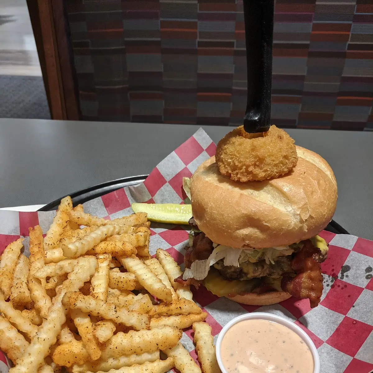 Bacon Cheeseburger and Cajun Fries
