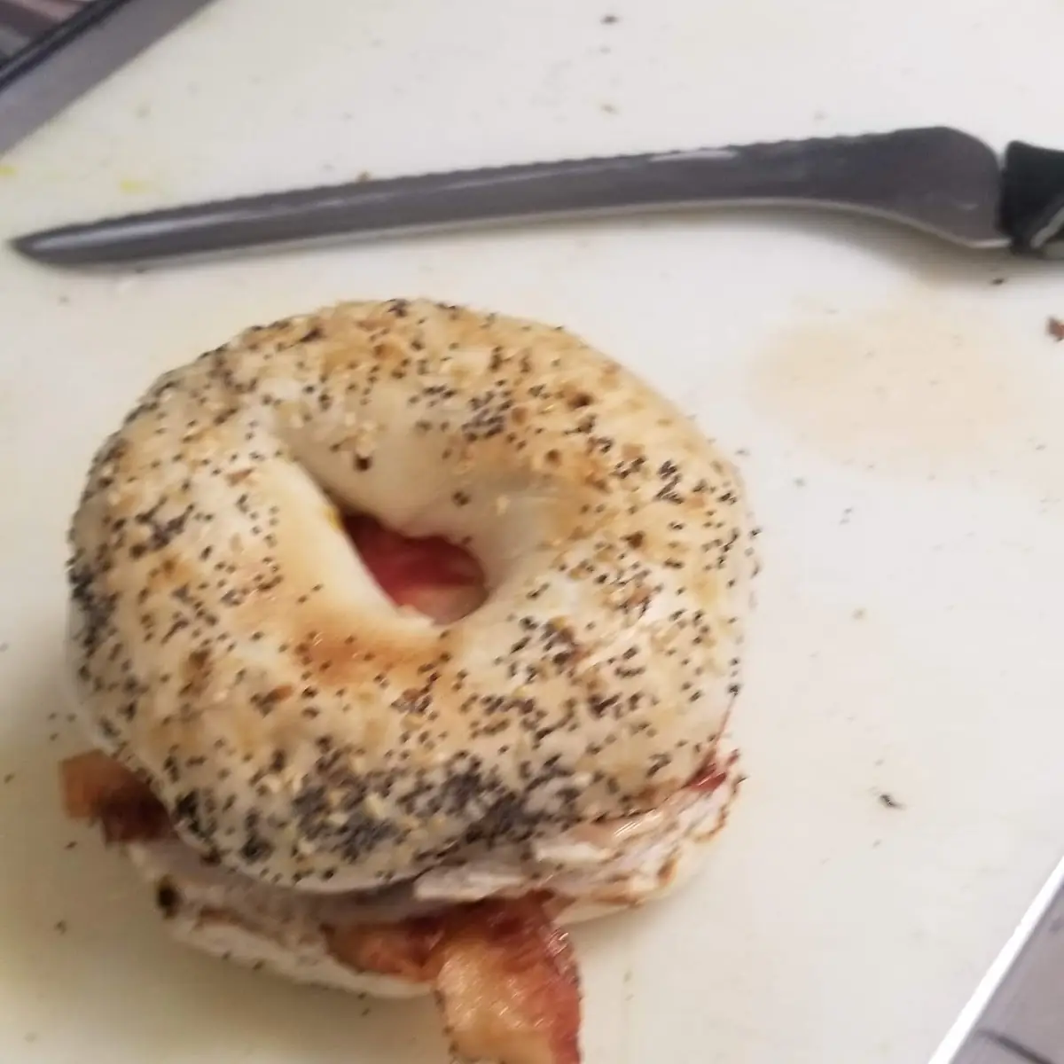 Everything Bagel with Bacon Egg an Pepper Jack Cheese