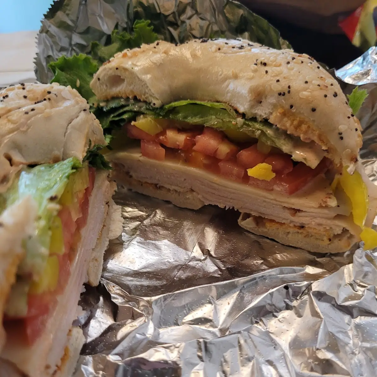 Turkey Zinger on Toasted Everything Bagel