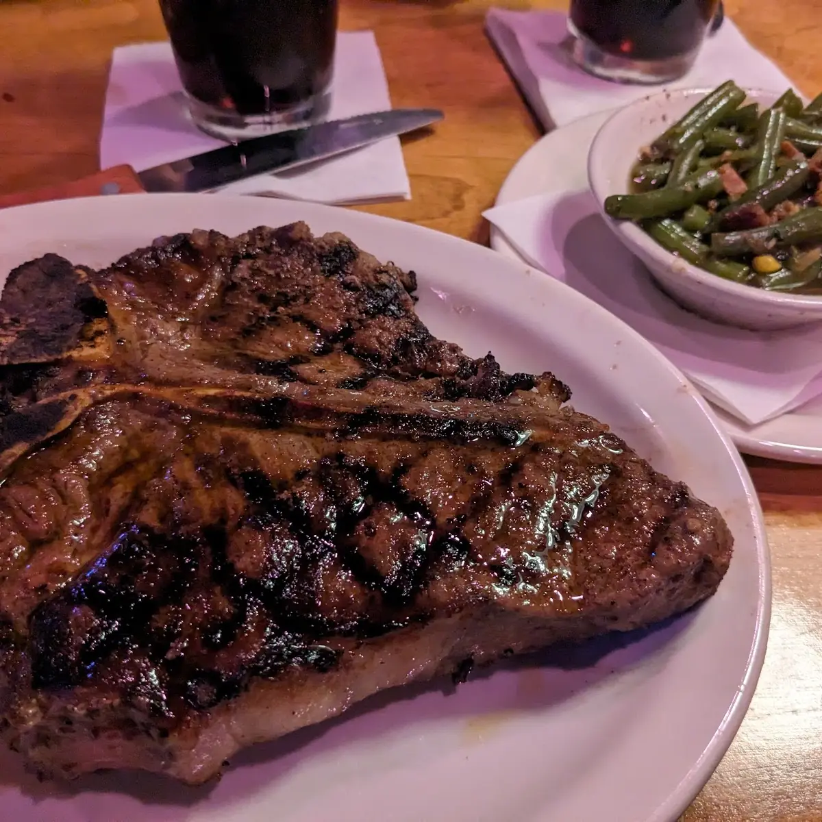 28oz T Bone Steak and Green Beans