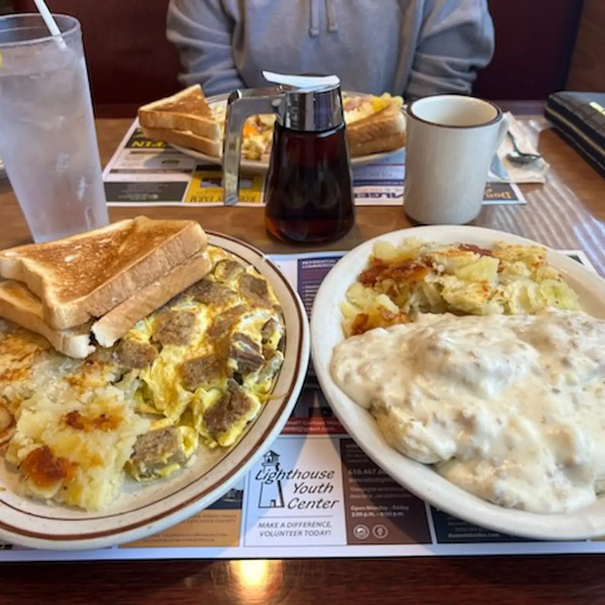 Scrapple Omelet & Biscuits Gravy