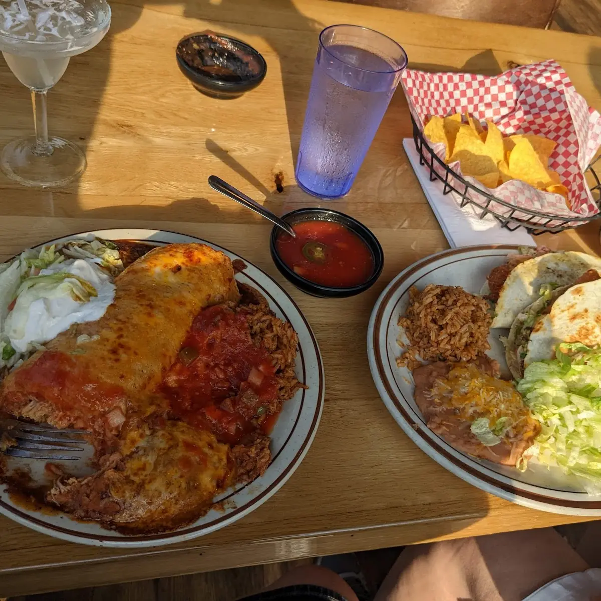 Chicken Burrito and Fish Tacos