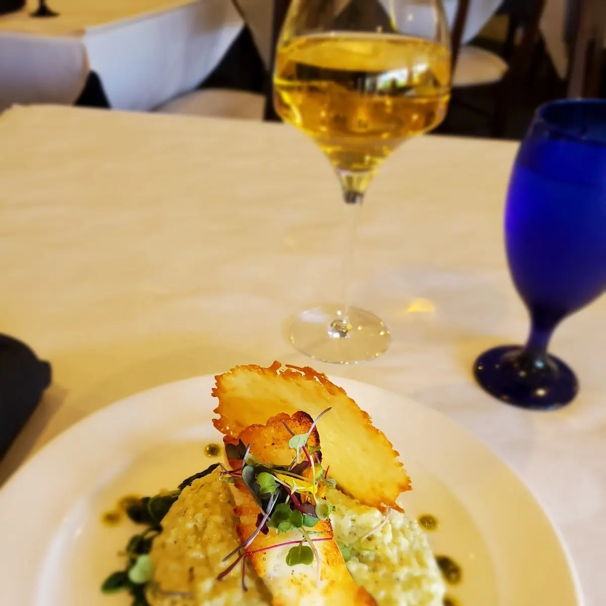 Pan Seared Salmon Truffle Rissoto Spinach