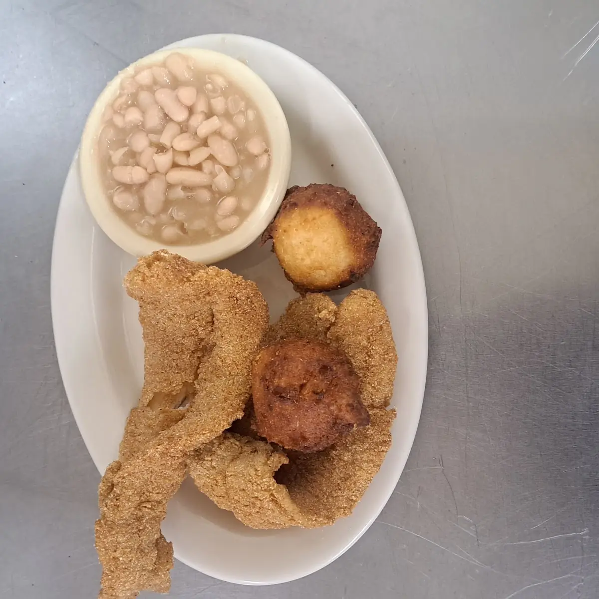 Fried Fish Hushpuppies White Beans