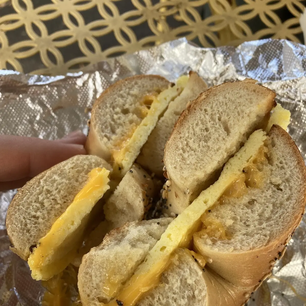 Everything Bagel with Cheddar and Egg