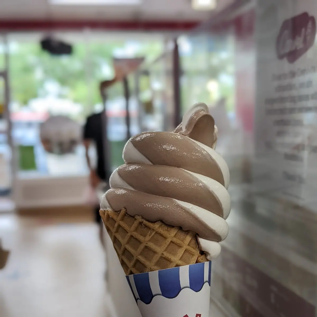Vanilla Chocolate Soft Serve Ice Cream Cone