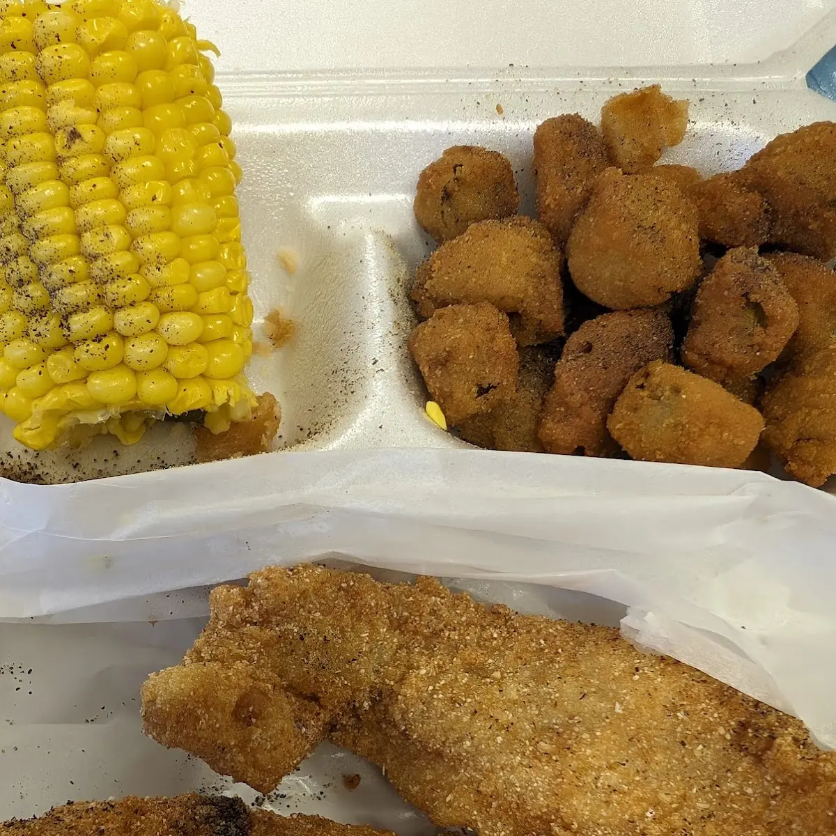 Catfish Corn and Fried Squash