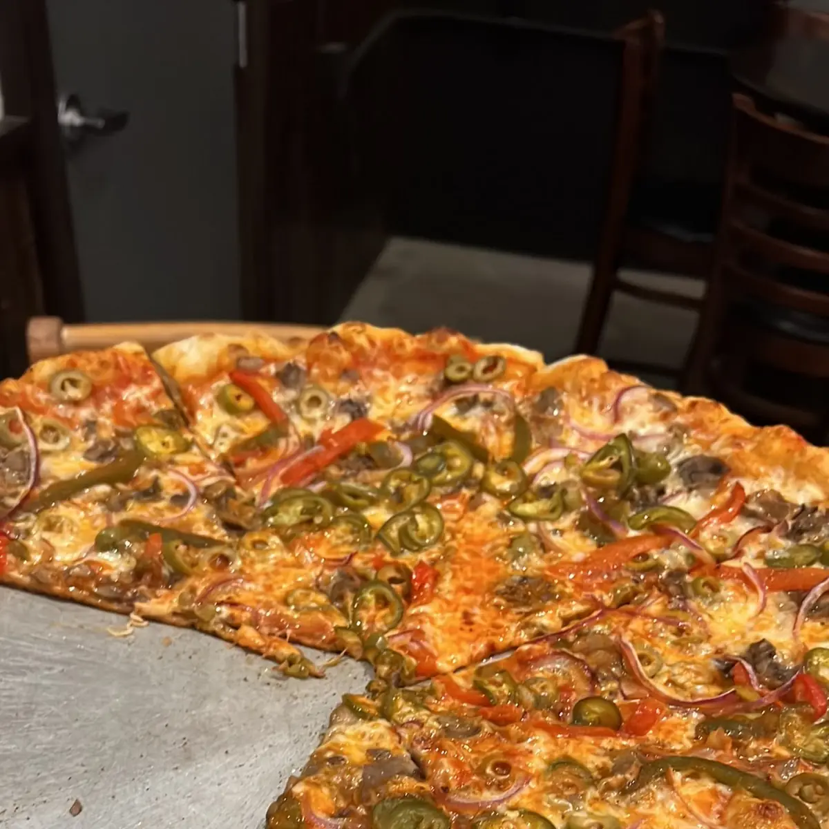 Jalapeño Red Onion and Olive Pizza