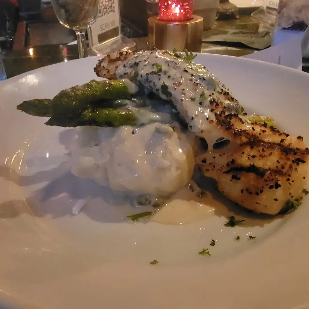 Halibut w Cheese Mashed Potatoes