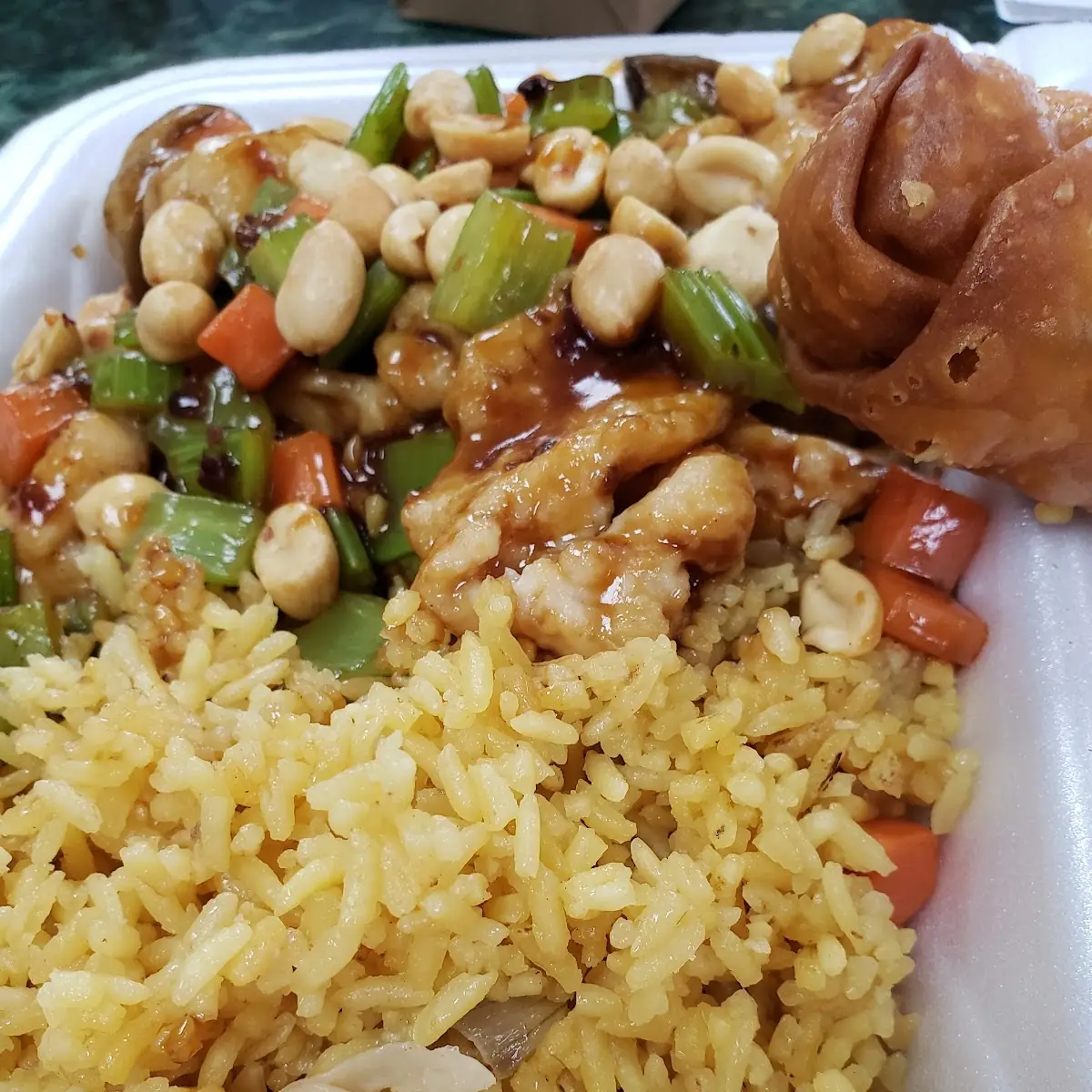 Kung PO Chicken Fried Rice Egg Roll-Lunch Special