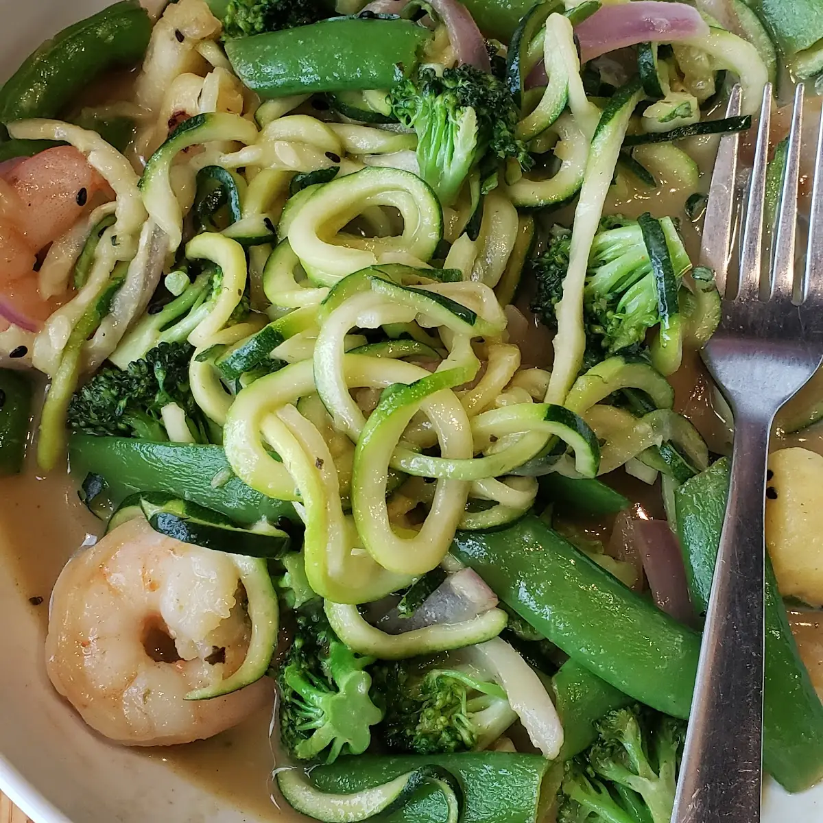 Zucchini Thai Green Curry with Shrimp