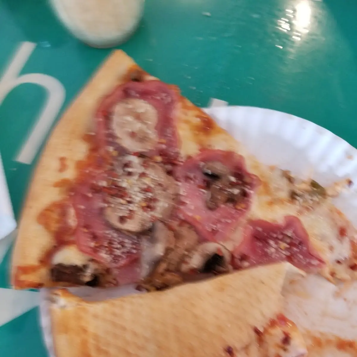 Canadian Bacon and Mushroom Pizza Slice