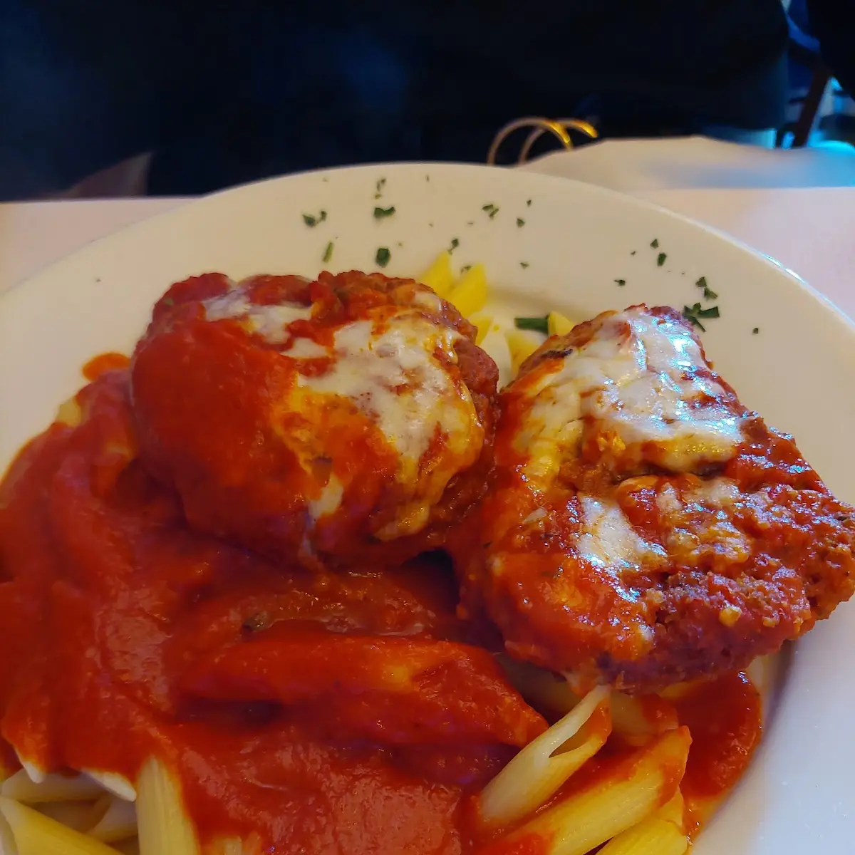 Chicken Parmesan and Penne