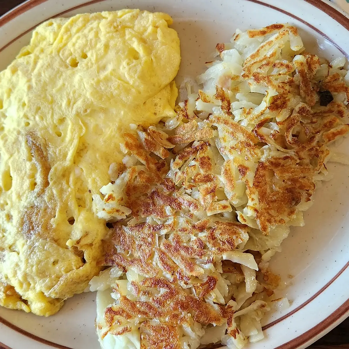 Swiss Cheese Omelette with Hash Browns