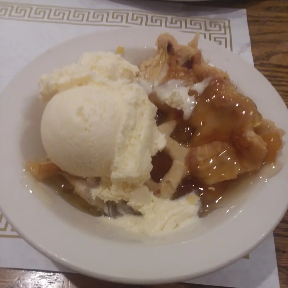 Peach Cobbler and Vanilla Ice Cream