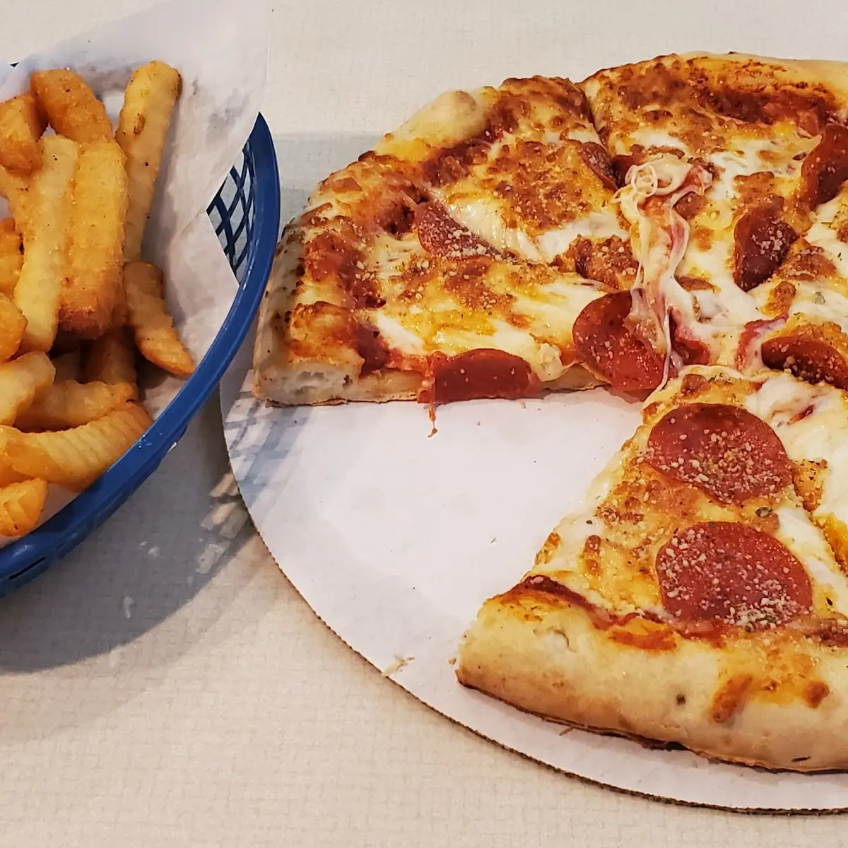 Pepperoni Pizza and Fries