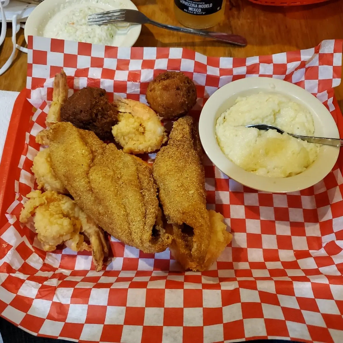 Catfish Hush Puppies and Grits