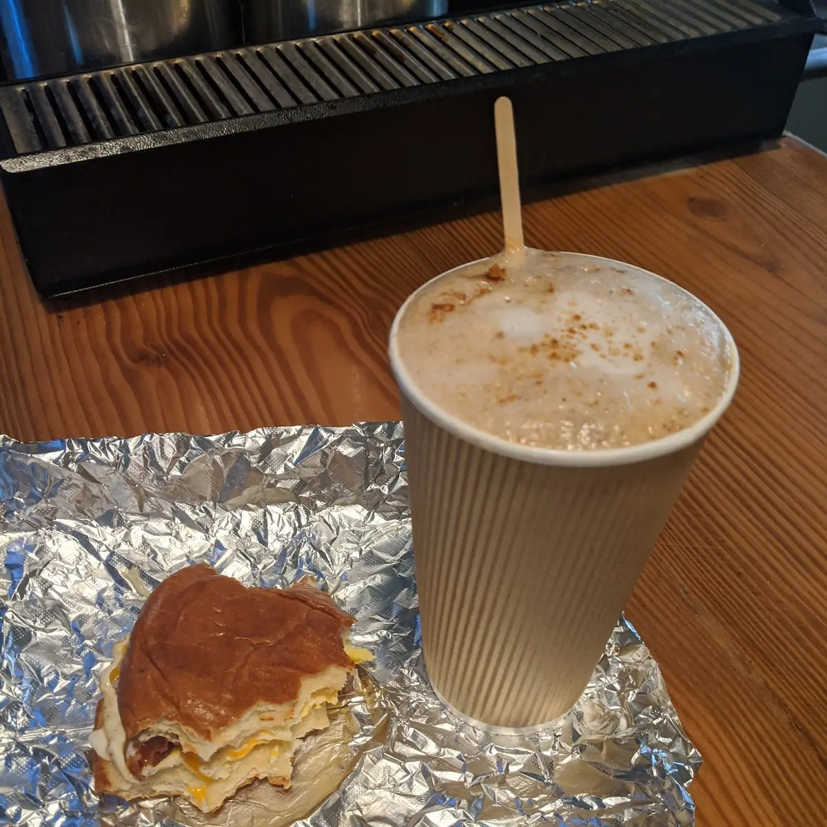 Breakfast Sandwich Bacon Egg and Cheese on Brioche Roll