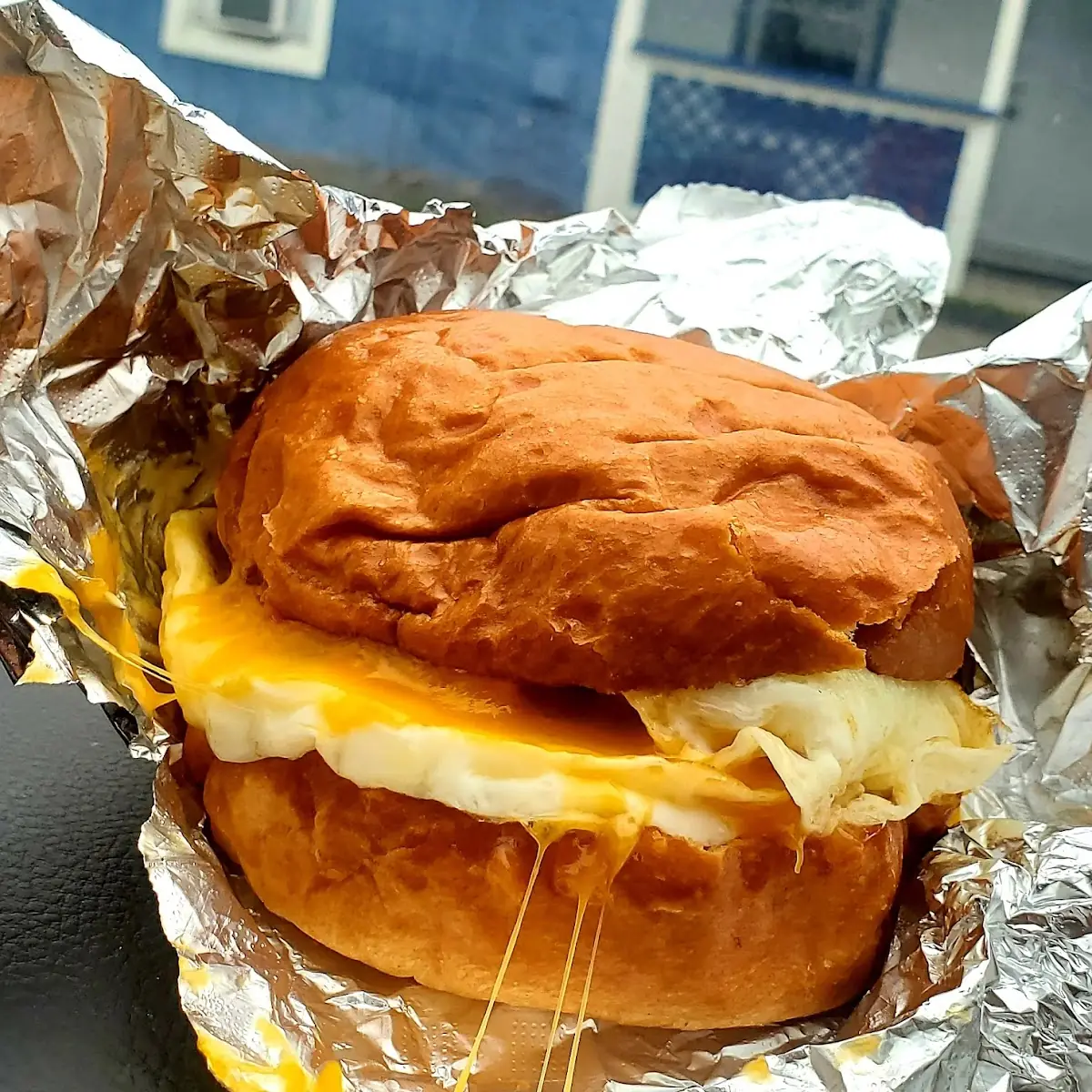 Sausage Egg Cheese Sandwich on Brioche Bun