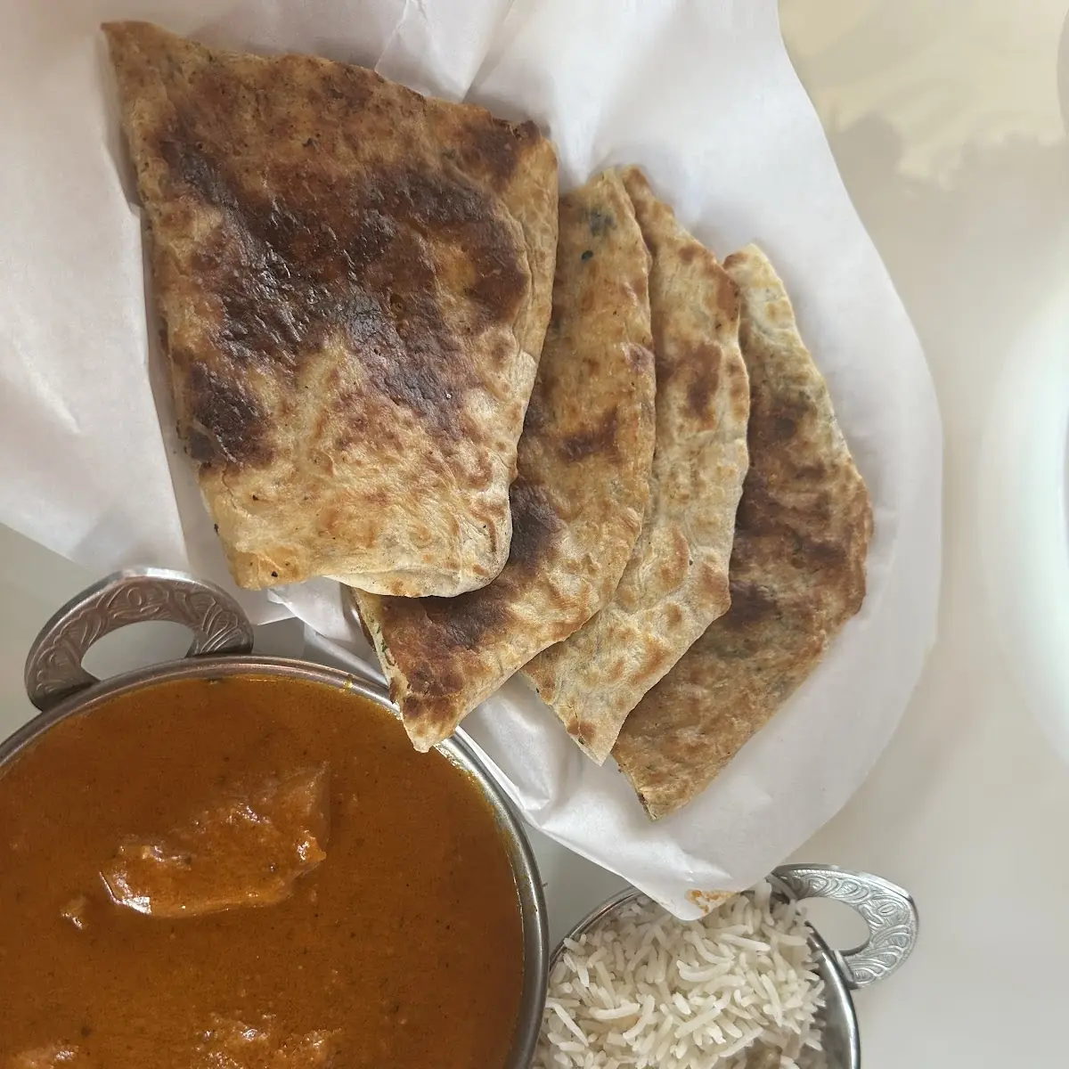 Creamy Chicken Curry with Garlic Naan