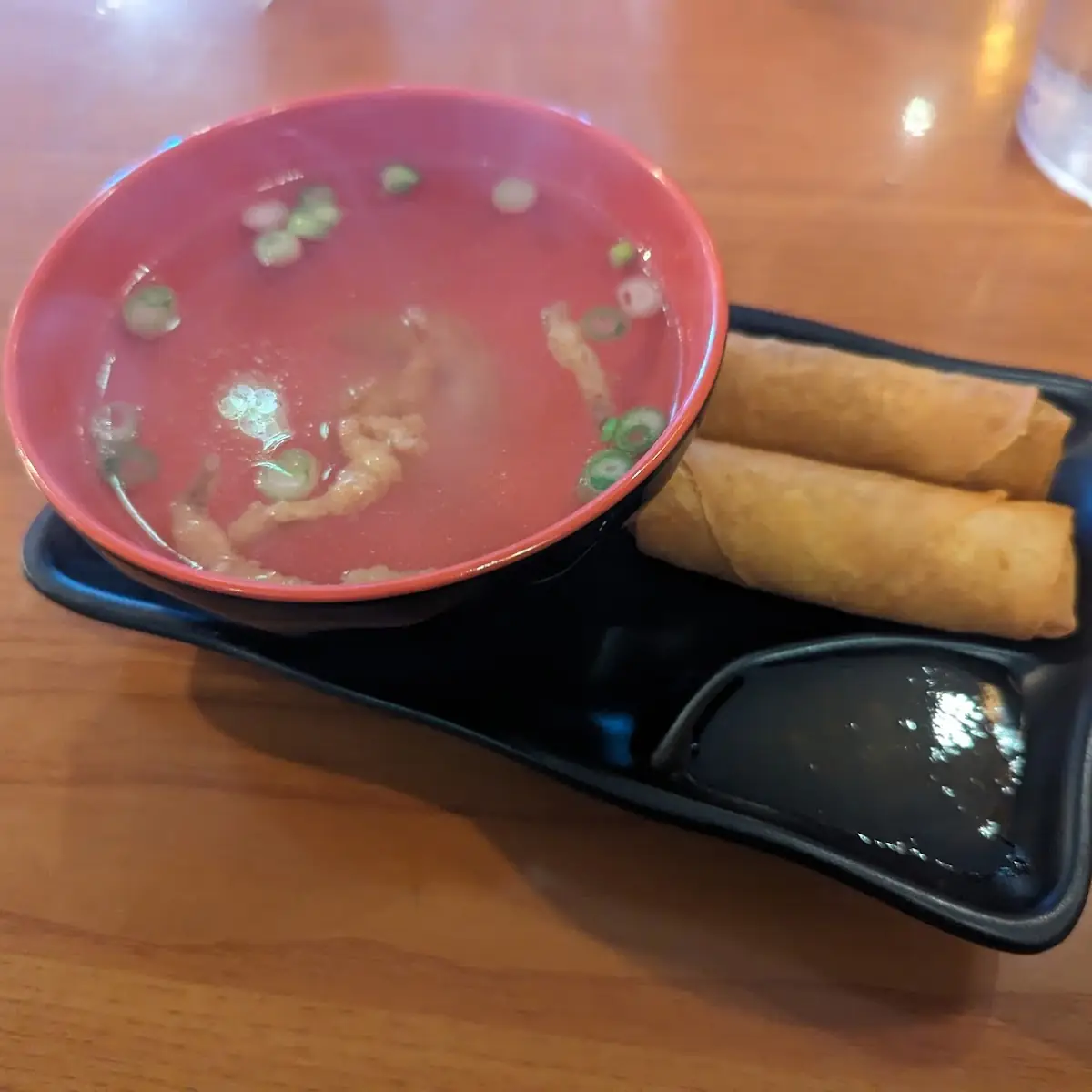 Spring Rolls and Onion Soup