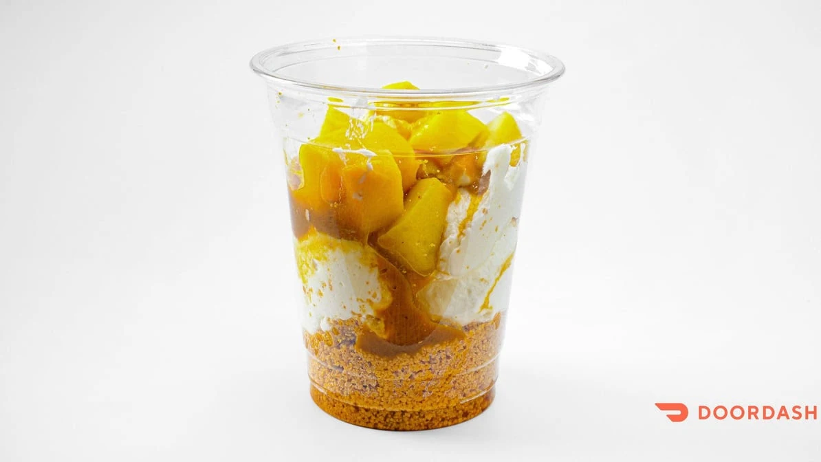 Non-Bake Mango Cheesecake Cup, One Love Caribbean Restaurant