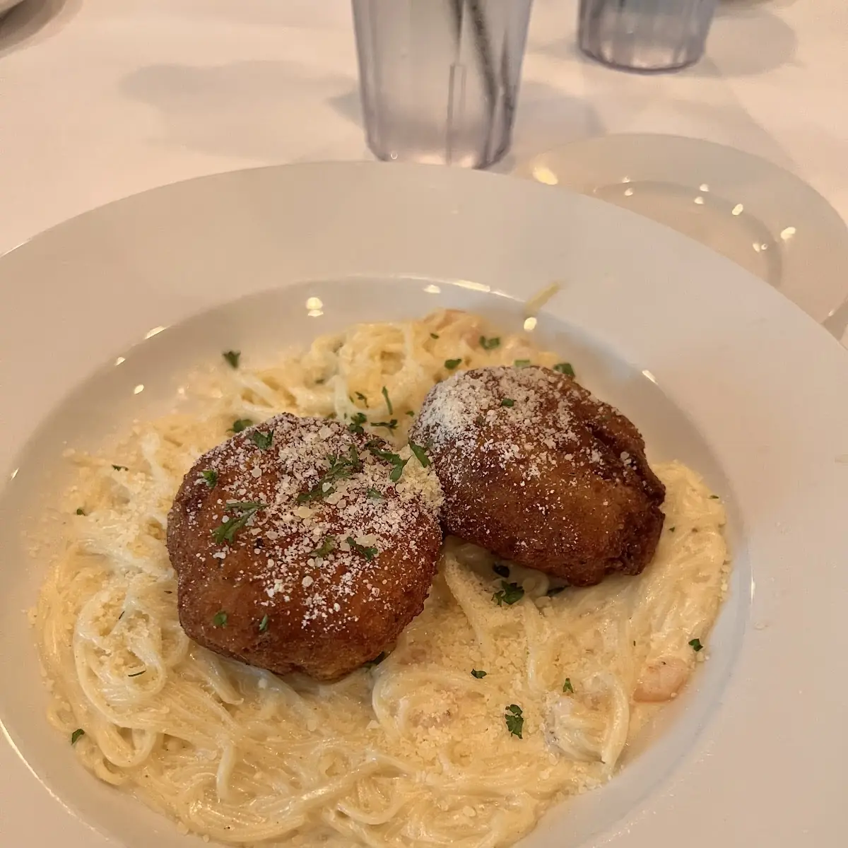 Shrimp and Crab Cakes Pasta