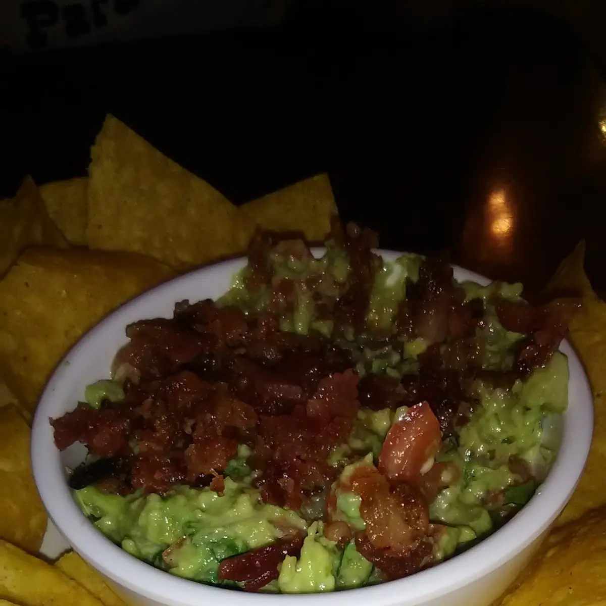 Home Made Guacamole and Bacon Chips