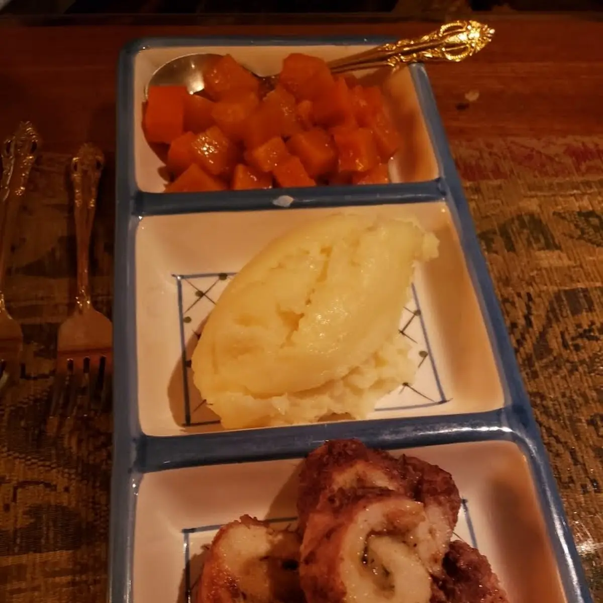 Chicken Rolad Mashed Potatoes Butternut Squash