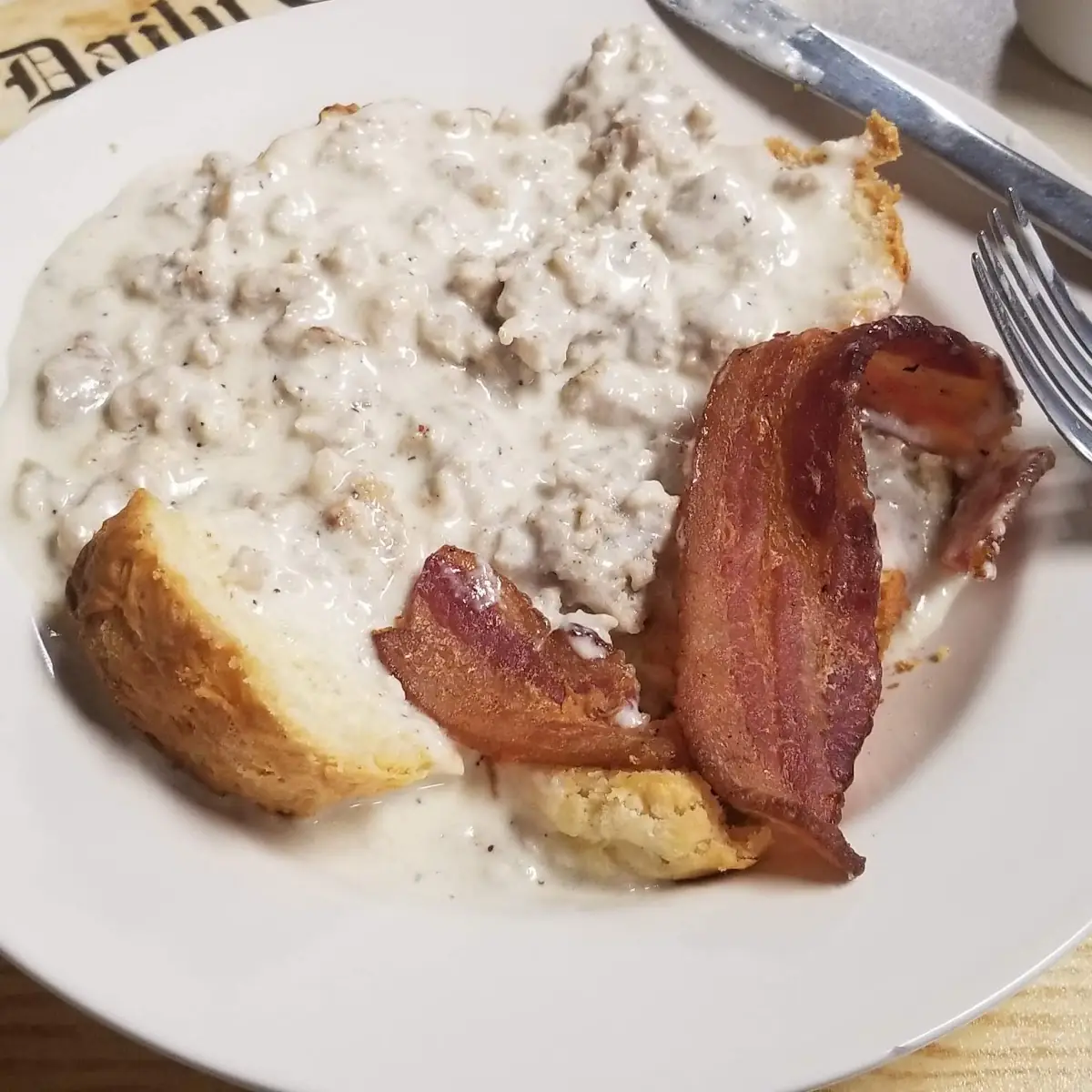 Biscuits and Gravy & Crispy Bacon