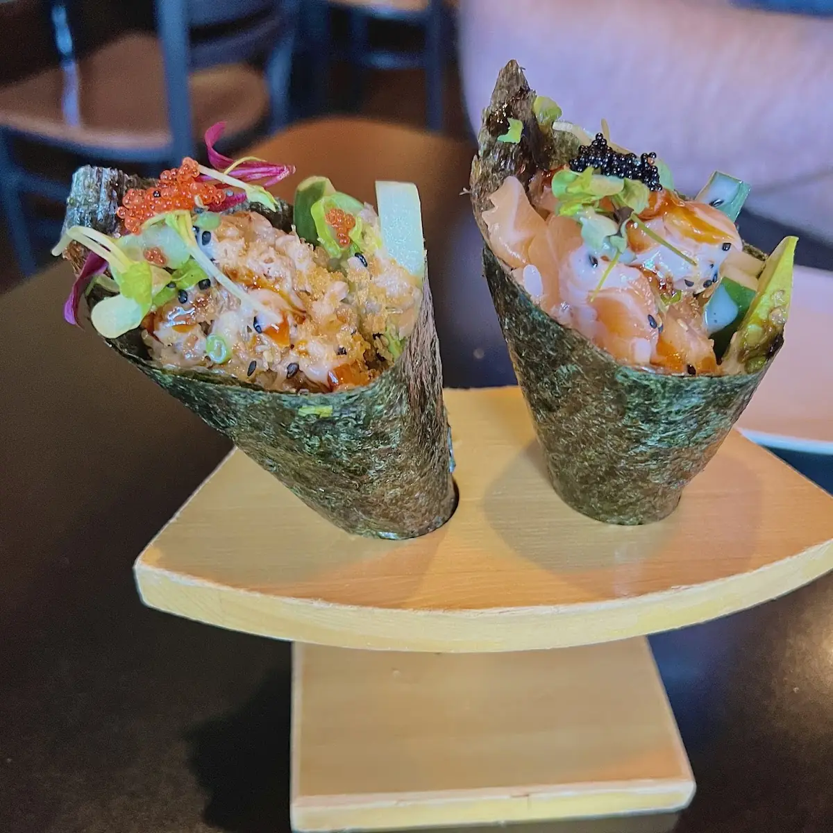 Crab and Salmon Hand Roll