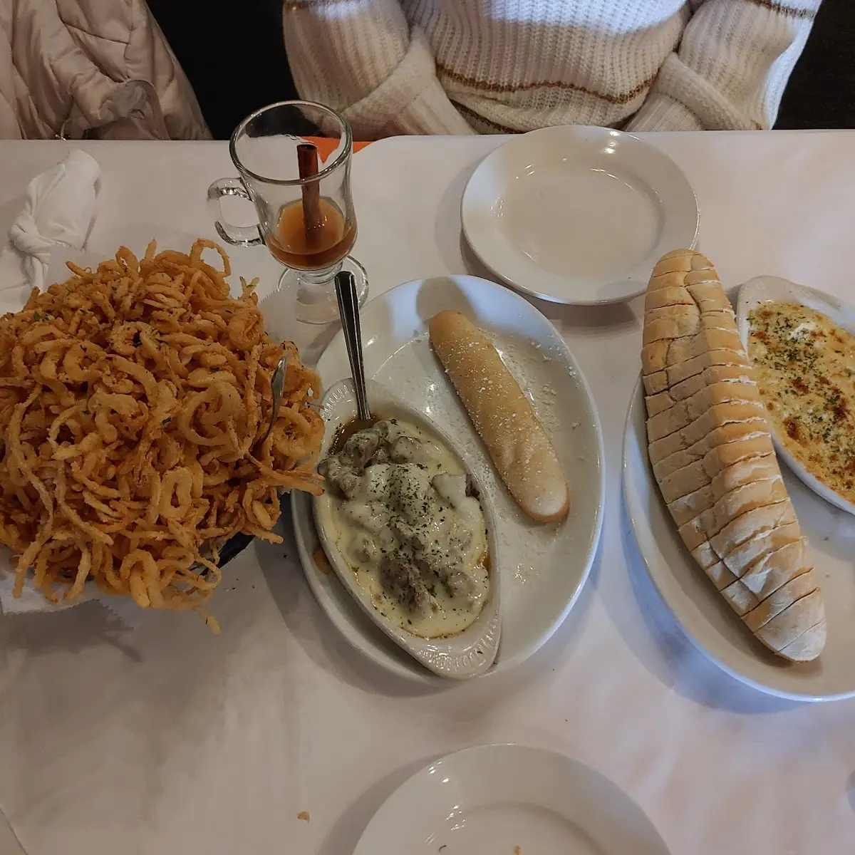 Onion Strings Beef Tips Spinach Artichoke Dip
