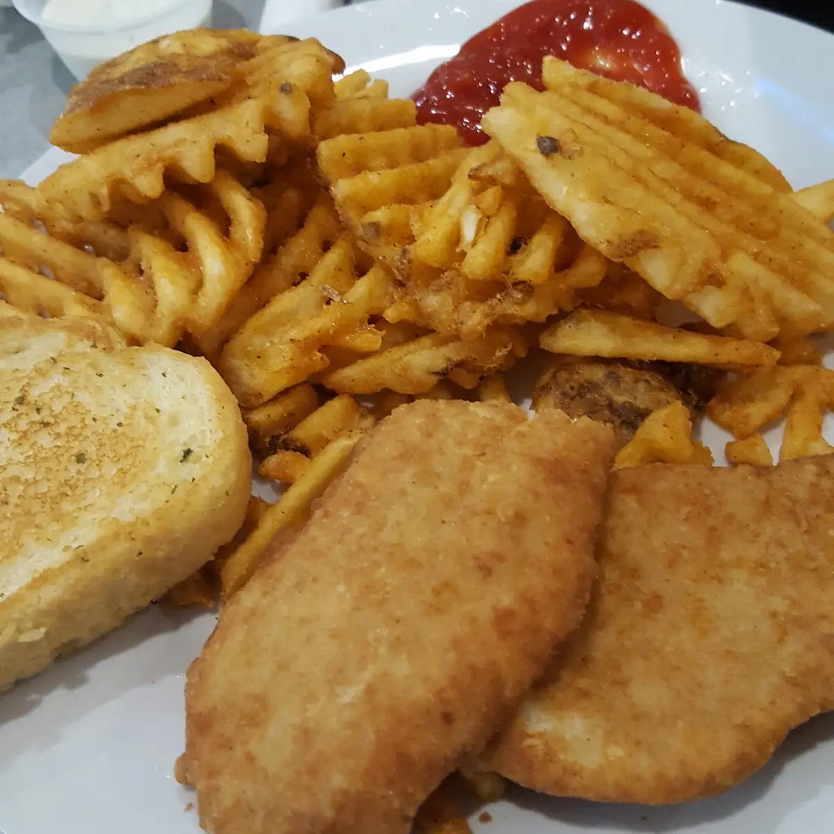 Chicken Strips and Waffle Fries