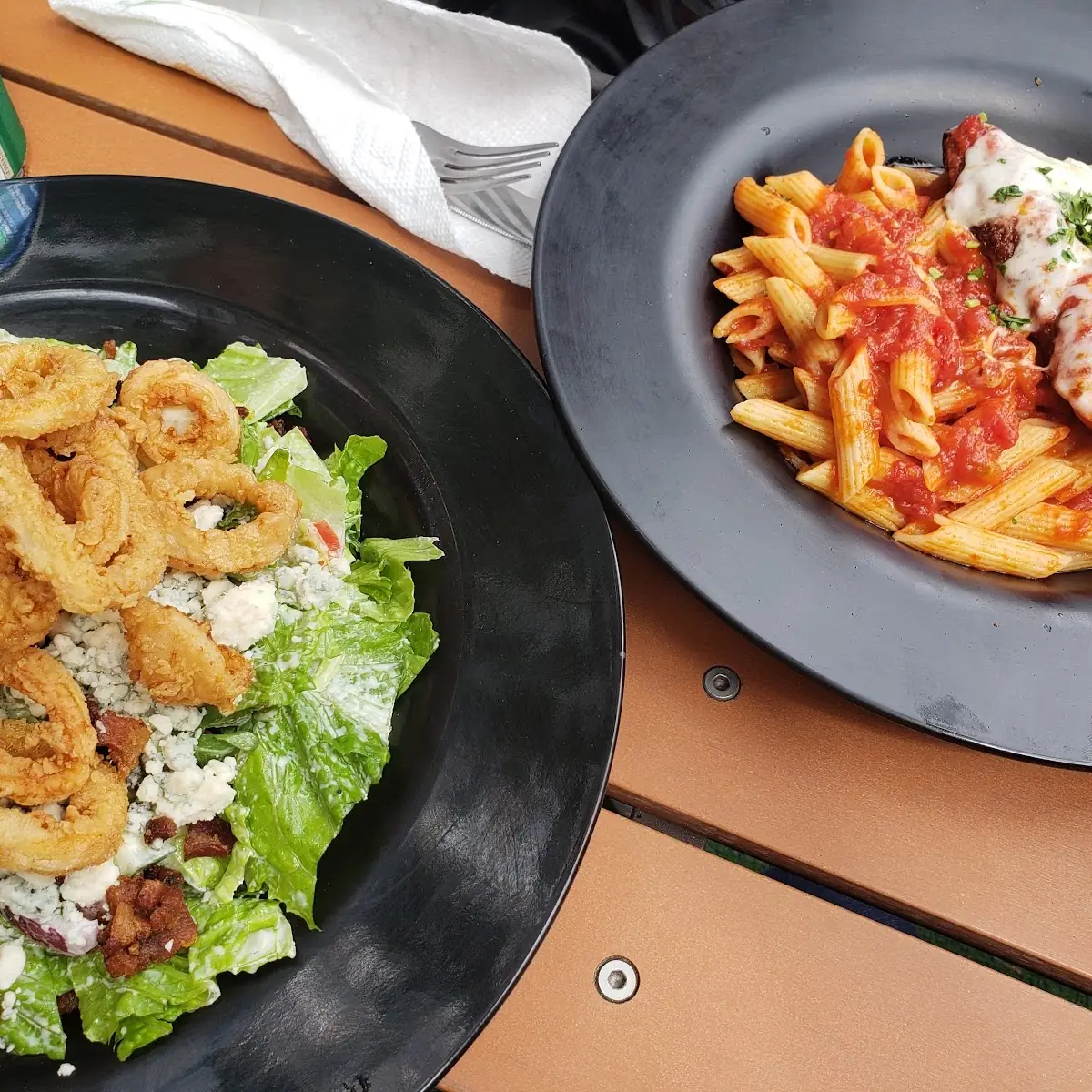 Junk Salad on the Left Chicken Parmesan on the Right