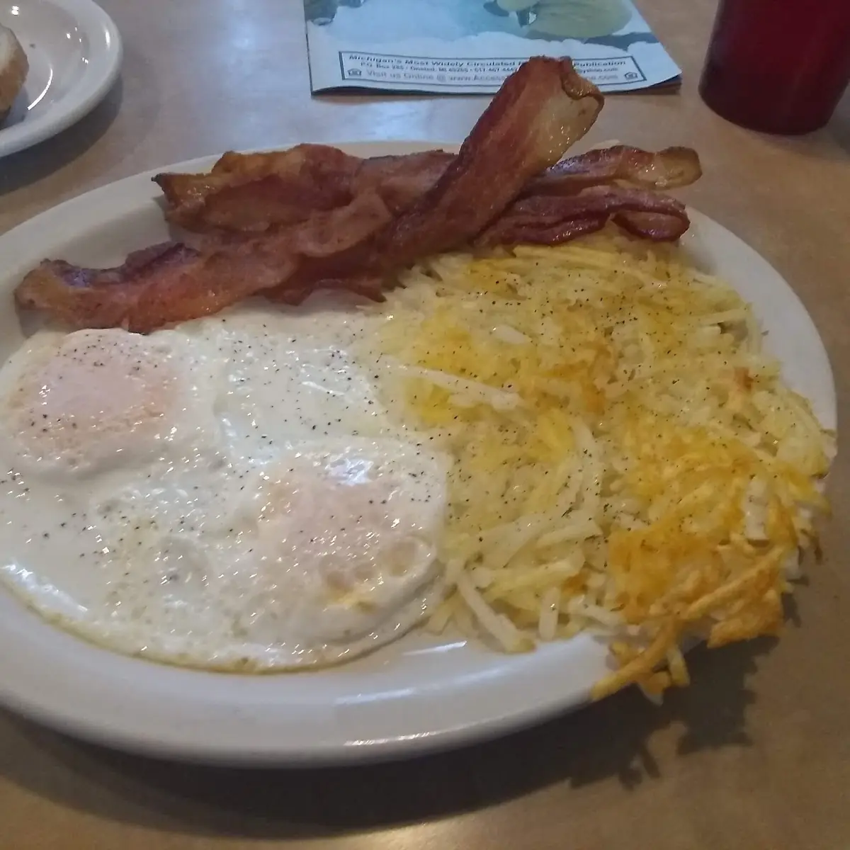2 Eggs Bacon Hash Browns and Toast